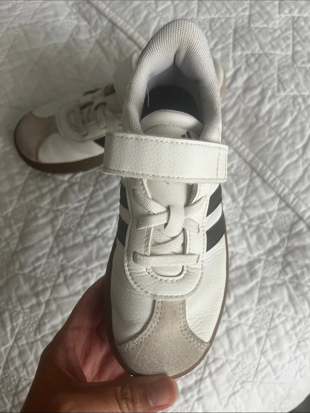 adidas Kids White, Beige & Black Velcro Sneakers